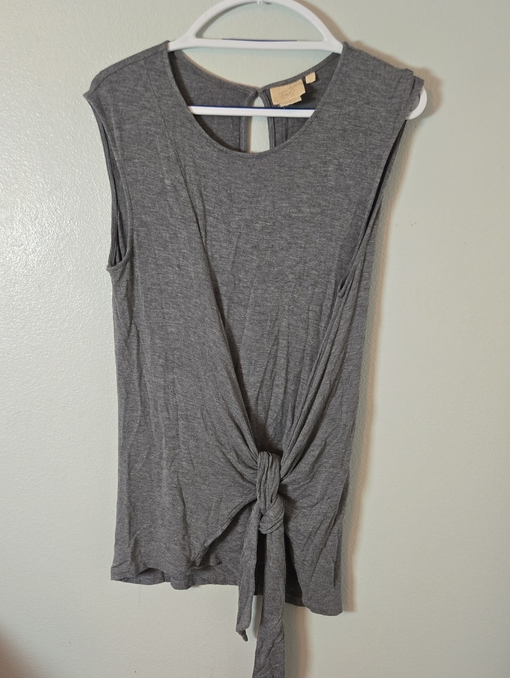 Vanessa Virginia x Anthropologie | Gray Front Tie Tank Top Size Large
